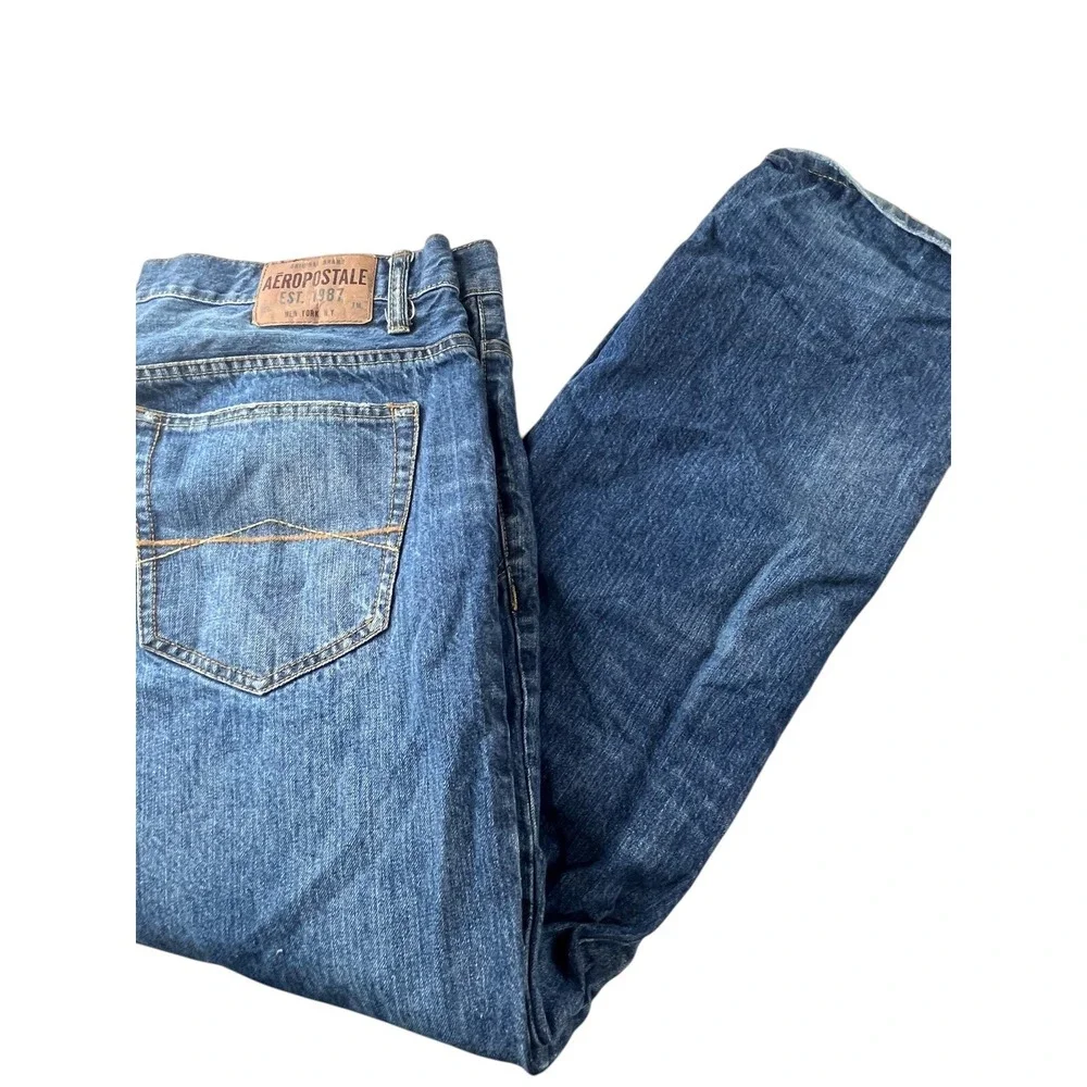 AEROPOSTALE Bowery Slim Straight‎ Denim Jeans Mens Size 36x30 Distressed